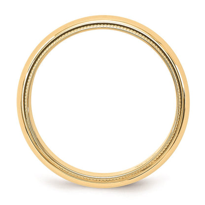14k Yellow Gold 5mm Milgrain Half Round Wedding Band Ring