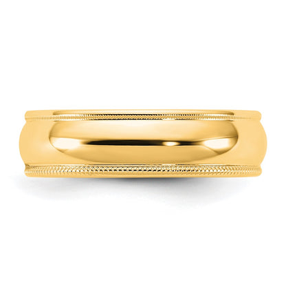 10K Yellow Gold 10Ky 5.5mm Milgrain Half Round Band Size 8.5