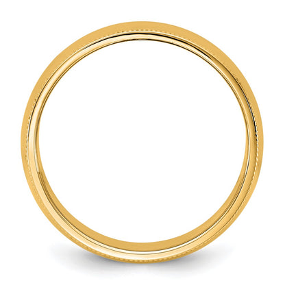 10K Yellow Gold 10Ky 7mm Milgrain Half Round Band Size 7.5