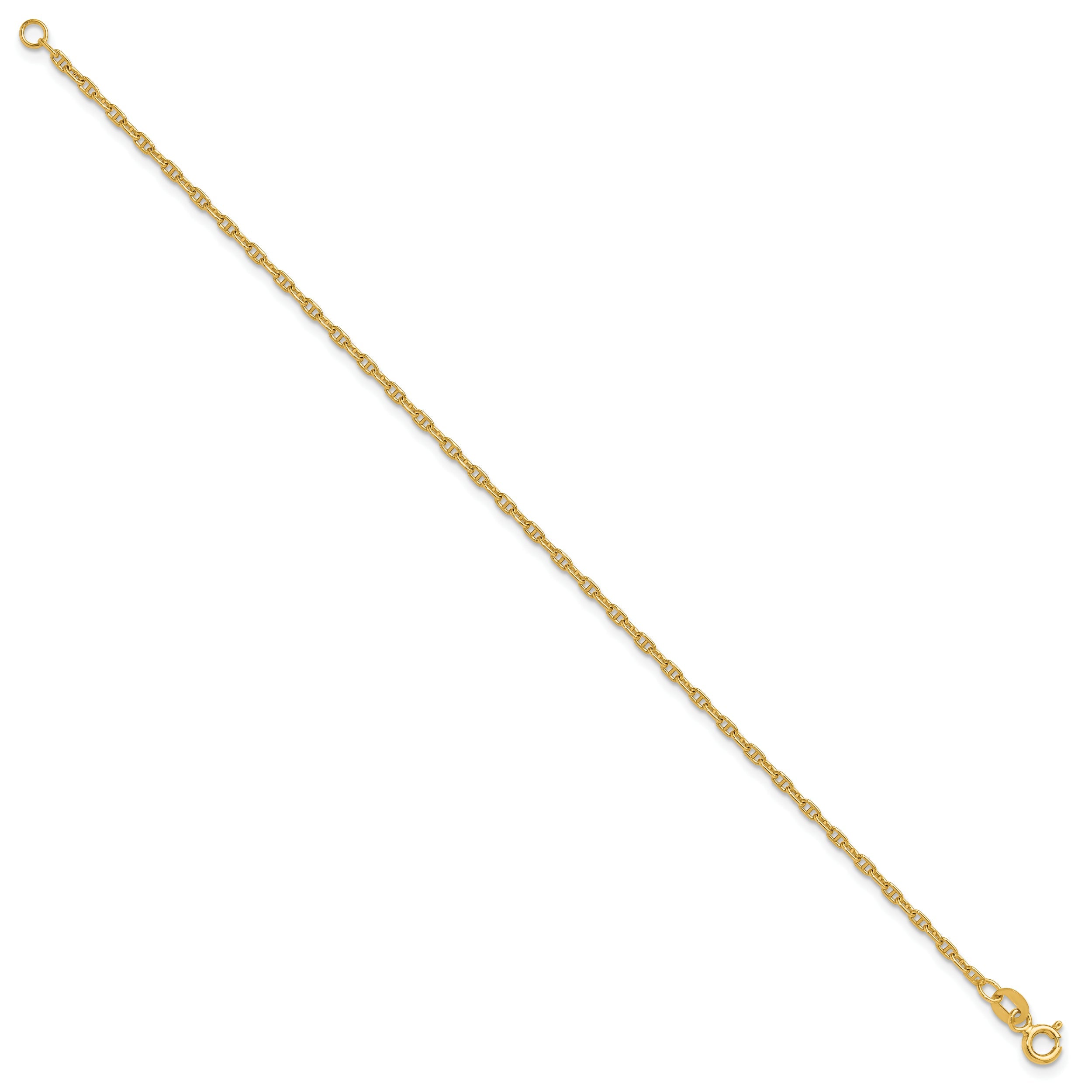 8.00 Inch 14K 1.8mm Mariners Link Chain Anklet