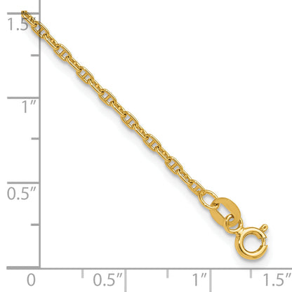 10.00 Inch 14K 1.8mm Mariners Link Chain Anklet