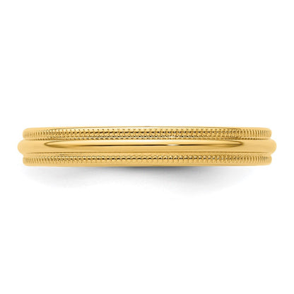 18k Yellow Gold 3mm Milgrain Half Round Comfort Fit Wedding Band Ring