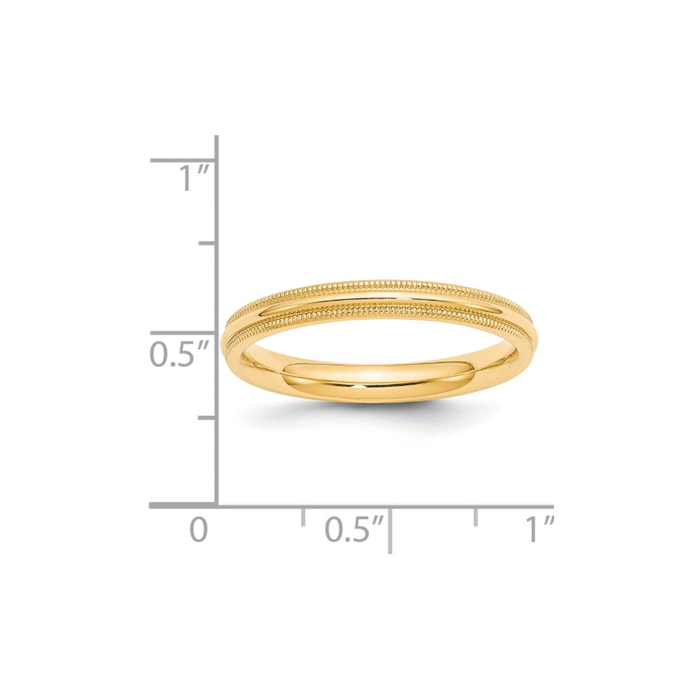 18k Yellow Gold 3mm Milgrain Half Round Comfort Fit Wedding Band Ring