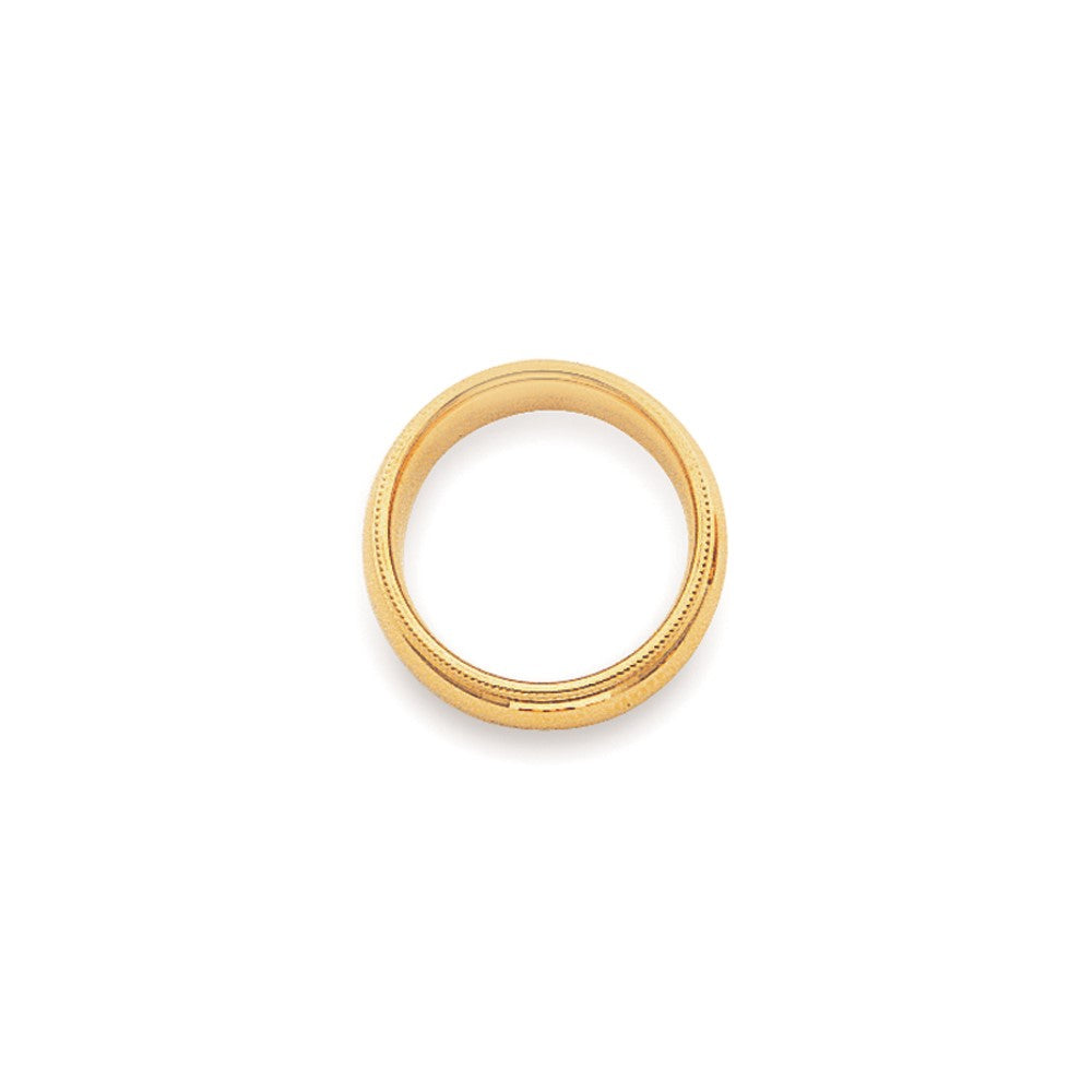14k Yellow Gold 4mm Milgrain Half Round Comfort Fit Wedding Band Ring
