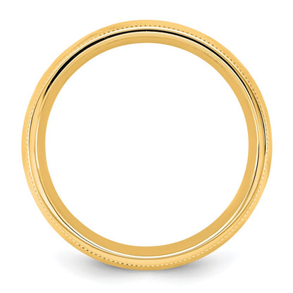 10K Yellow Gold 10Ky 5.5mm Milgrain Comfort Fit Band Size 14