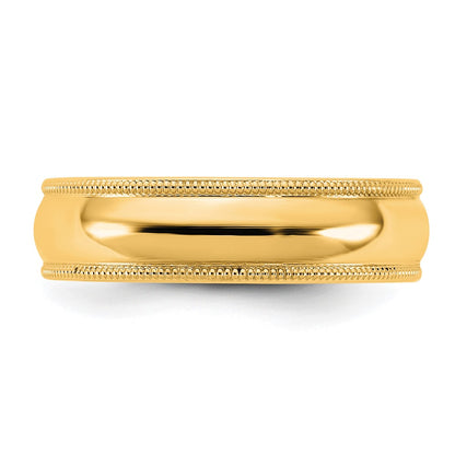 10K Yellow Gold 10Ky 5.5mm Milgrain Comfort Fit Band Size 6.5
