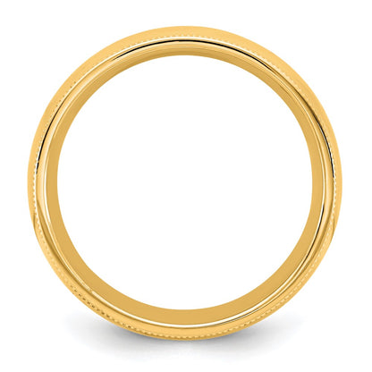 10K Yellow Gold 10Ky 6.5mm Milgrain Comfort Fit Band Size 7.5