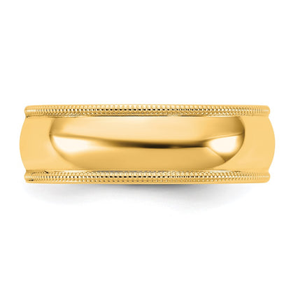 10K Yellow Gold 10Ky 6.5mm Milgrain Comfort Fit Band Size 7.5