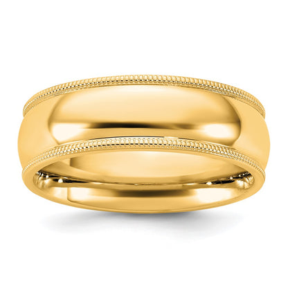 10K Yellow Gold 10Ky 6.5mm Milgrain Comfort Fit Band Size 7.5