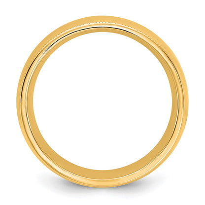 10K Yellow Gold 10Ky 7mm Milgrain Comfort Fit Band Size 5.5