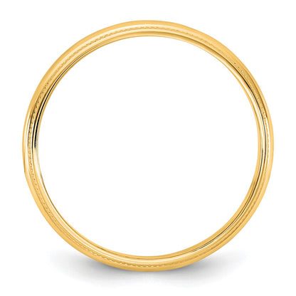 10K Yellow Gold 10Ky 3.5mm Lightweight Milgrain Half Round Band Size 12.5