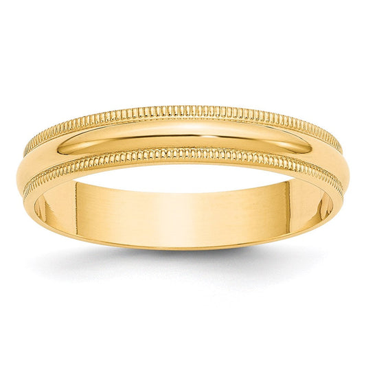18k Yellow Gold 4mm Lightweight Milgrain Half Round Wedding Band Ring