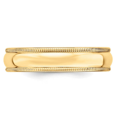 18k Yellow Gold 5mm Lightweight Milgrain Half Round Wedding Band Ring