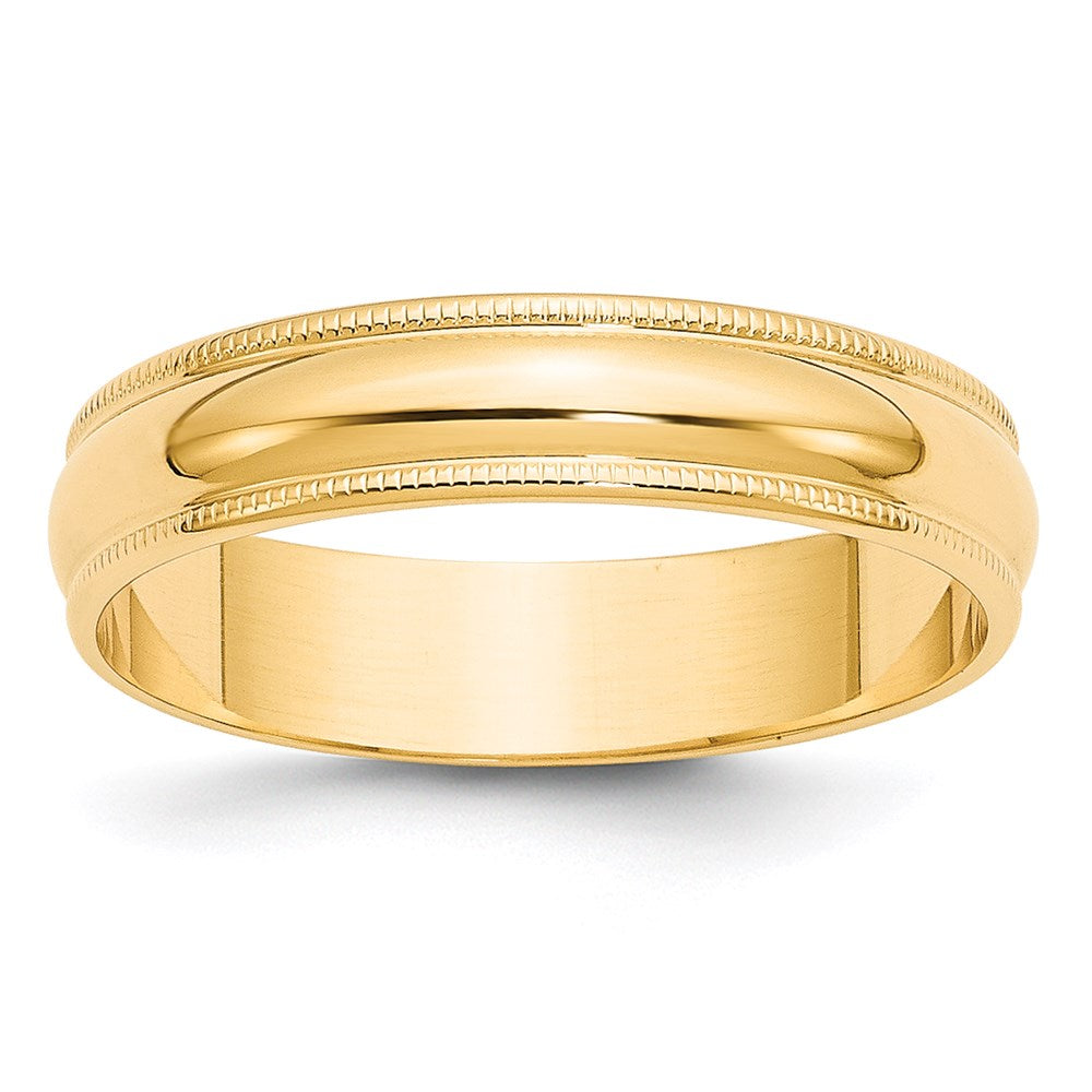 14k Yellow Gold 5mm Lightweight Milgrain Half Round Wedding Band Ring