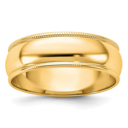 18k Yellow Gold 6mm Lightweight Milgrain Half Round Wedding Band Ring