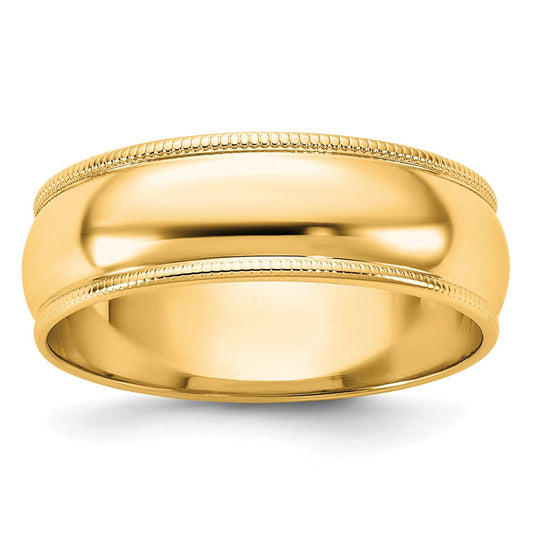 18k Yellow Gold 6mm Lightweight Milgrain Half Round Wedding Band Ring