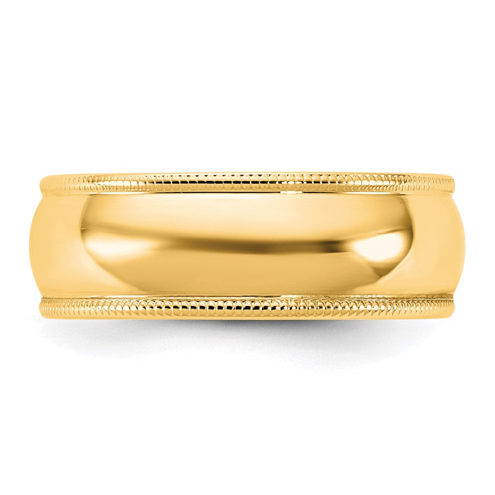 10K Yellow Gold 10Ky 6.5mm Lightweight Milgrain Half Round Band Size 7.5