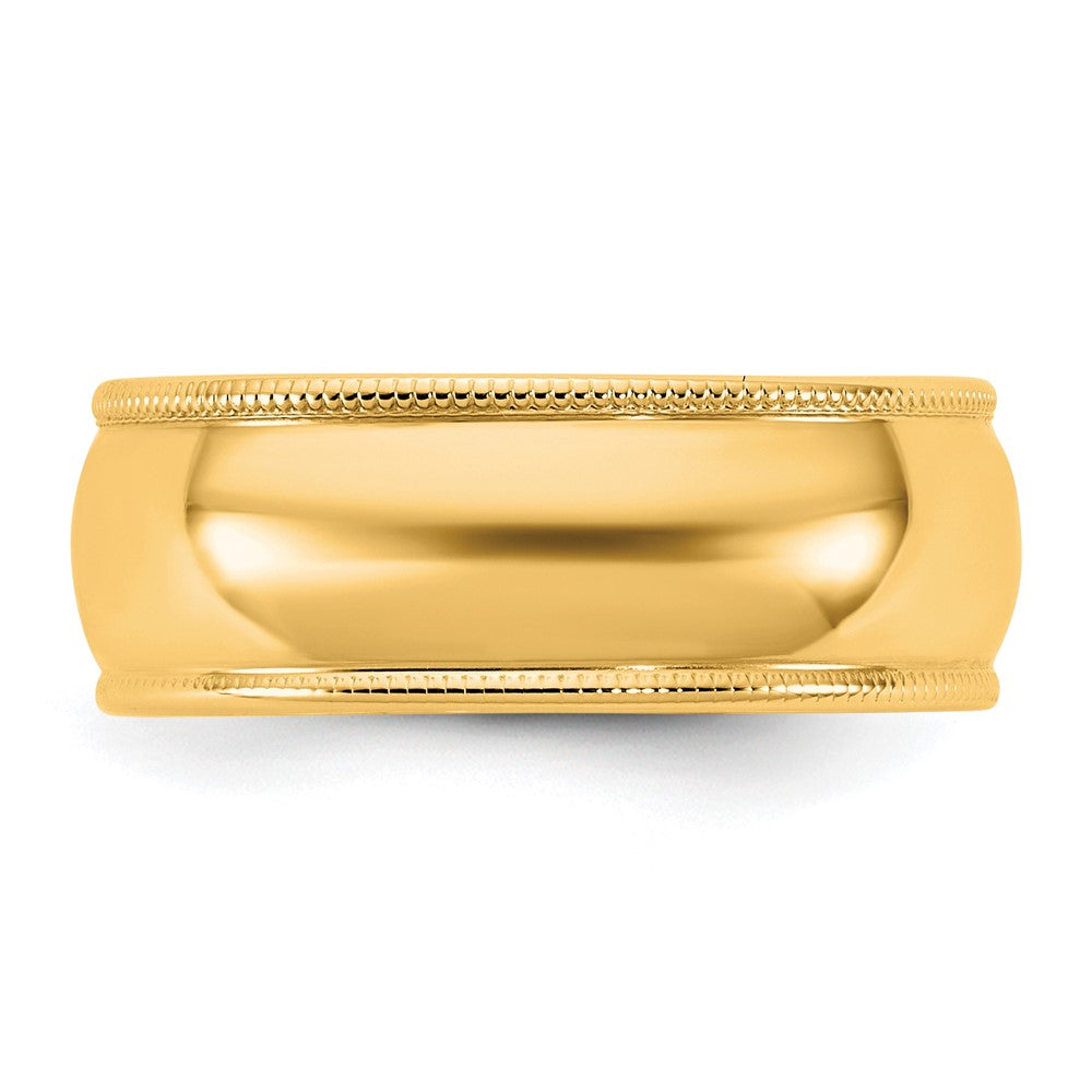 10K Yellow Gold 10Ky 7mm Lightweight Milgrain Half Round Band Size 10.5