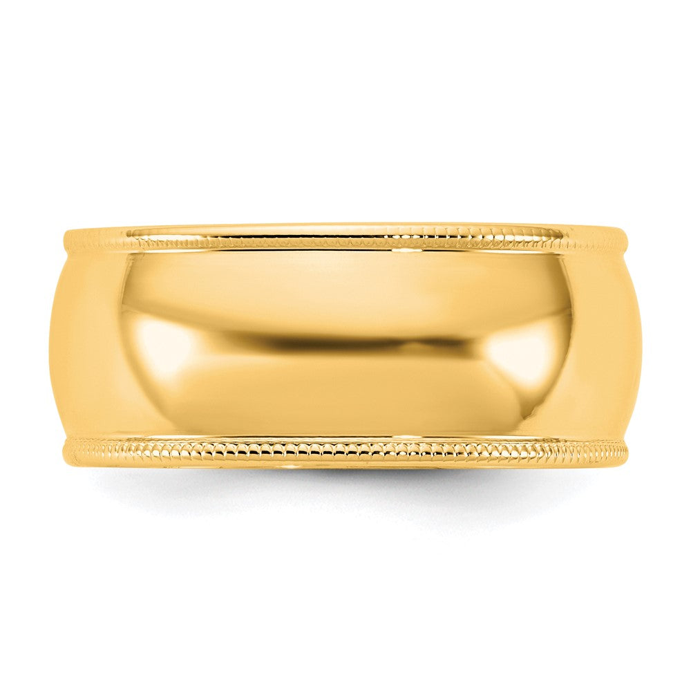 10K Yellow Gold 10Ky 8mm Lightweight Milgrain Half Round Band Size 12.5