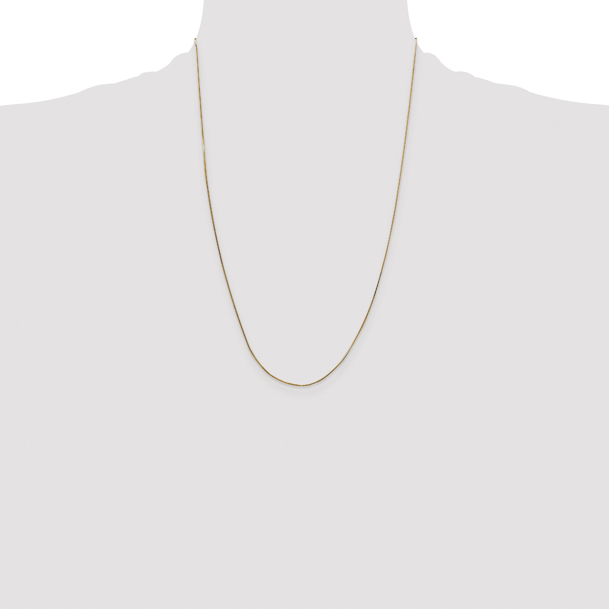 14K Yellow Gold 24 Inch .5mm Octagonal Snake With Lobster Clasp Chain Necklace