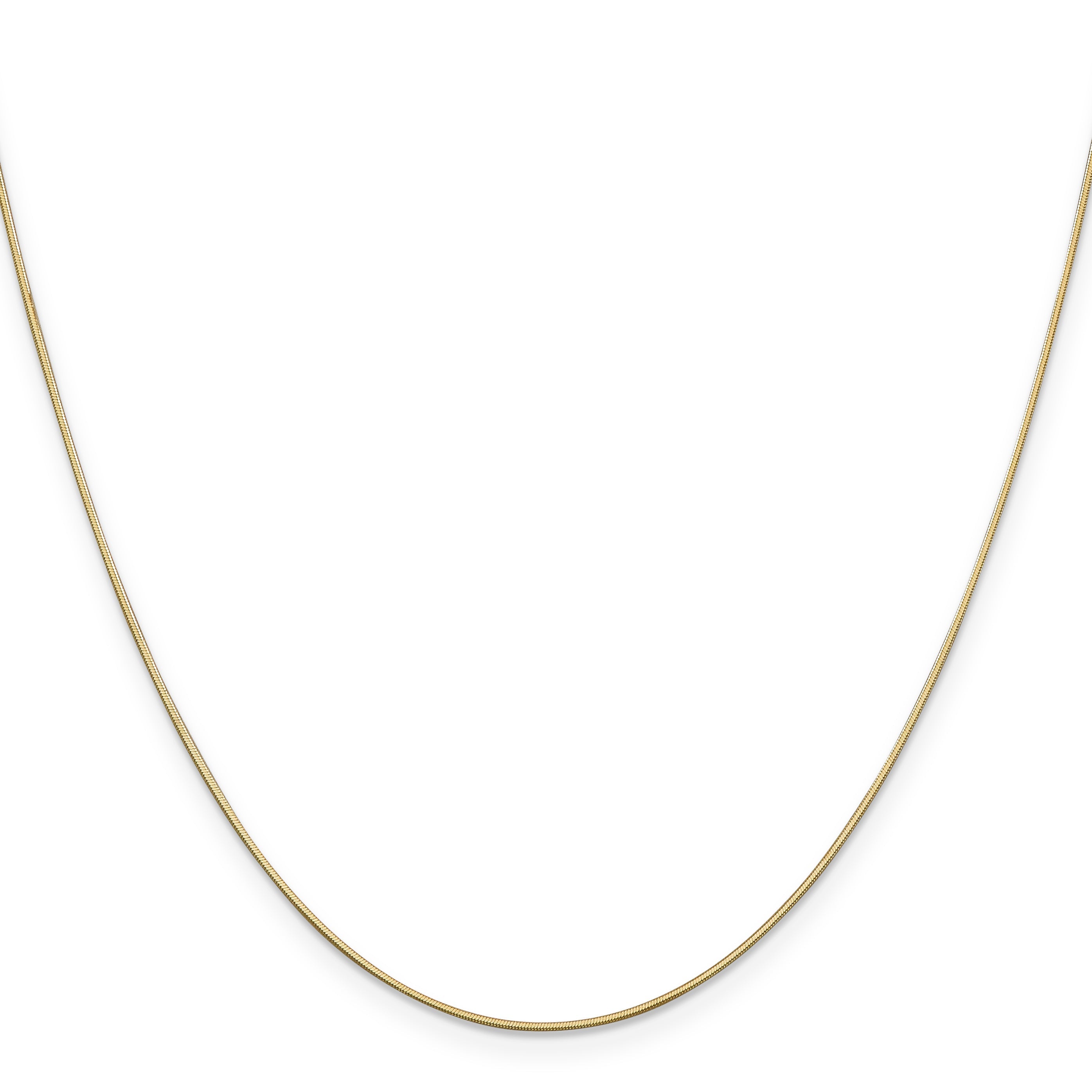 14K Yellow Gold 14 Inch .8mm Octagonal Snake With Lobster Clasp Chain Necklace