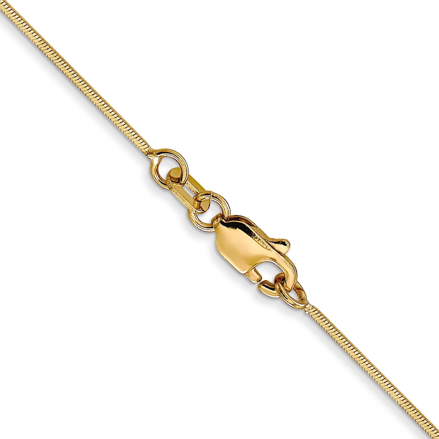 14K Yellow Gold 16 Inch .6mm Octagonal Snake With Lobster Clasp Chain Necklace