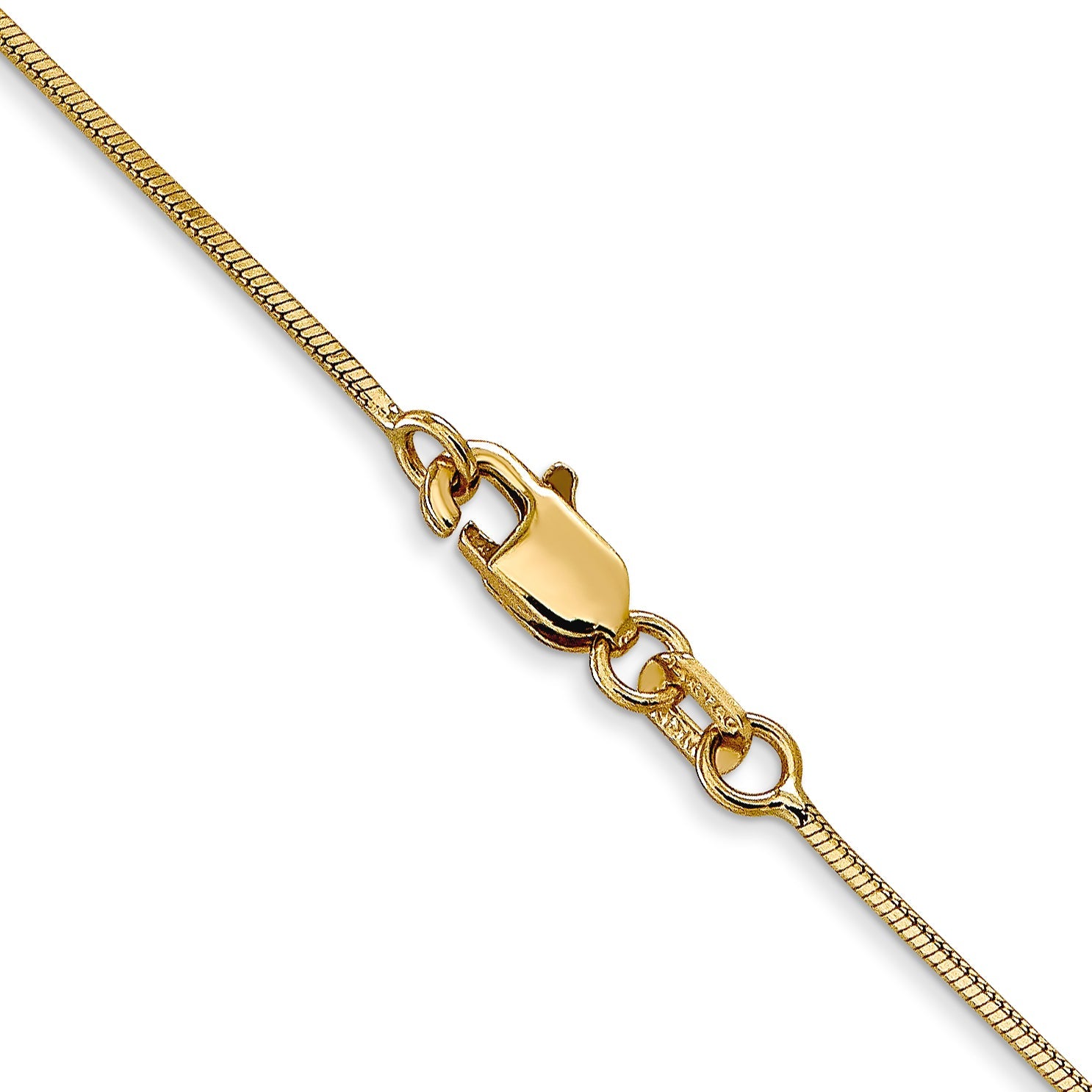 14K Yellow Gold 24 Inch .8mm Octagonal Snake With Lobster Clasp Chain Necklace