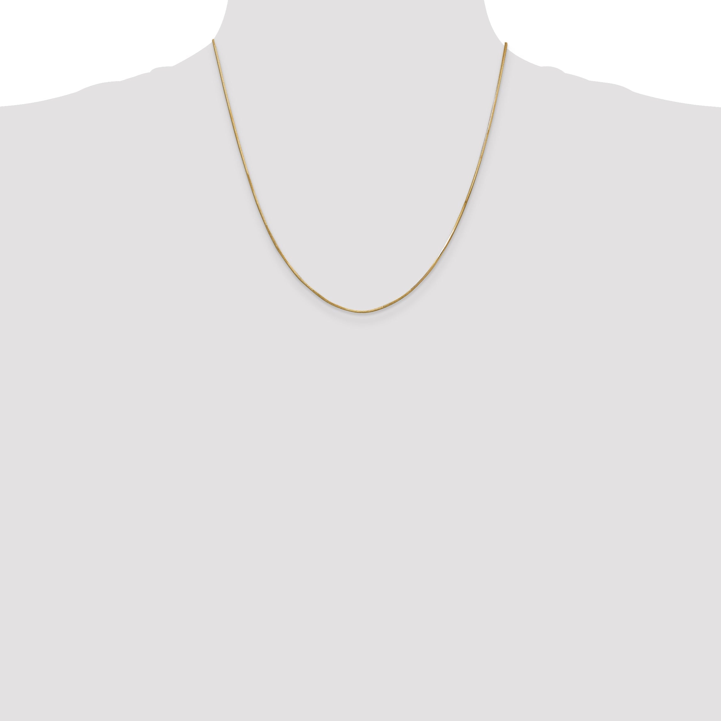 14K Yellow Gold 20 Inch .8mm Octagonal Snake With Lobster Clasp Chain Necklace