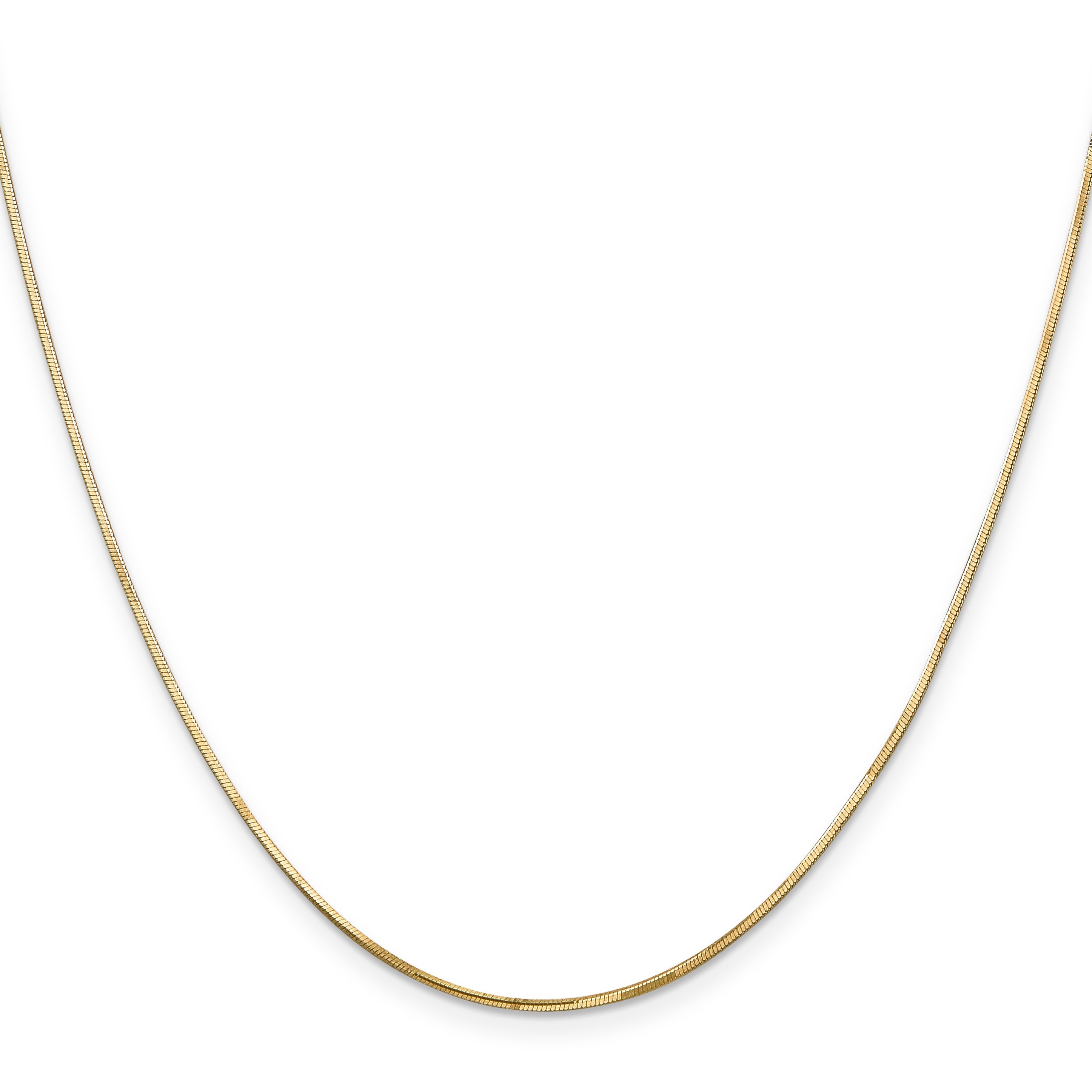 14K Yellow Gold 20 Inch .9mm Octagonal Snake With Lobster Clasp Chain Necklace