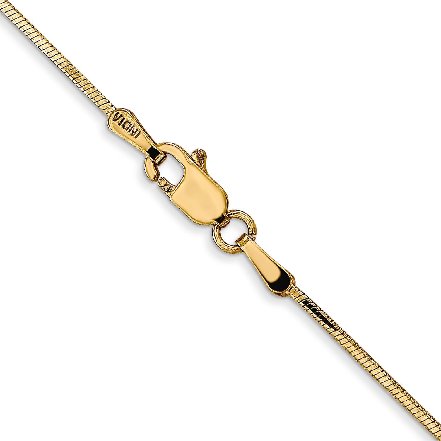 14K Yellow Gold 24 Inch .9mm Octagonal Snake With Lobster Clasp Chain Necklace