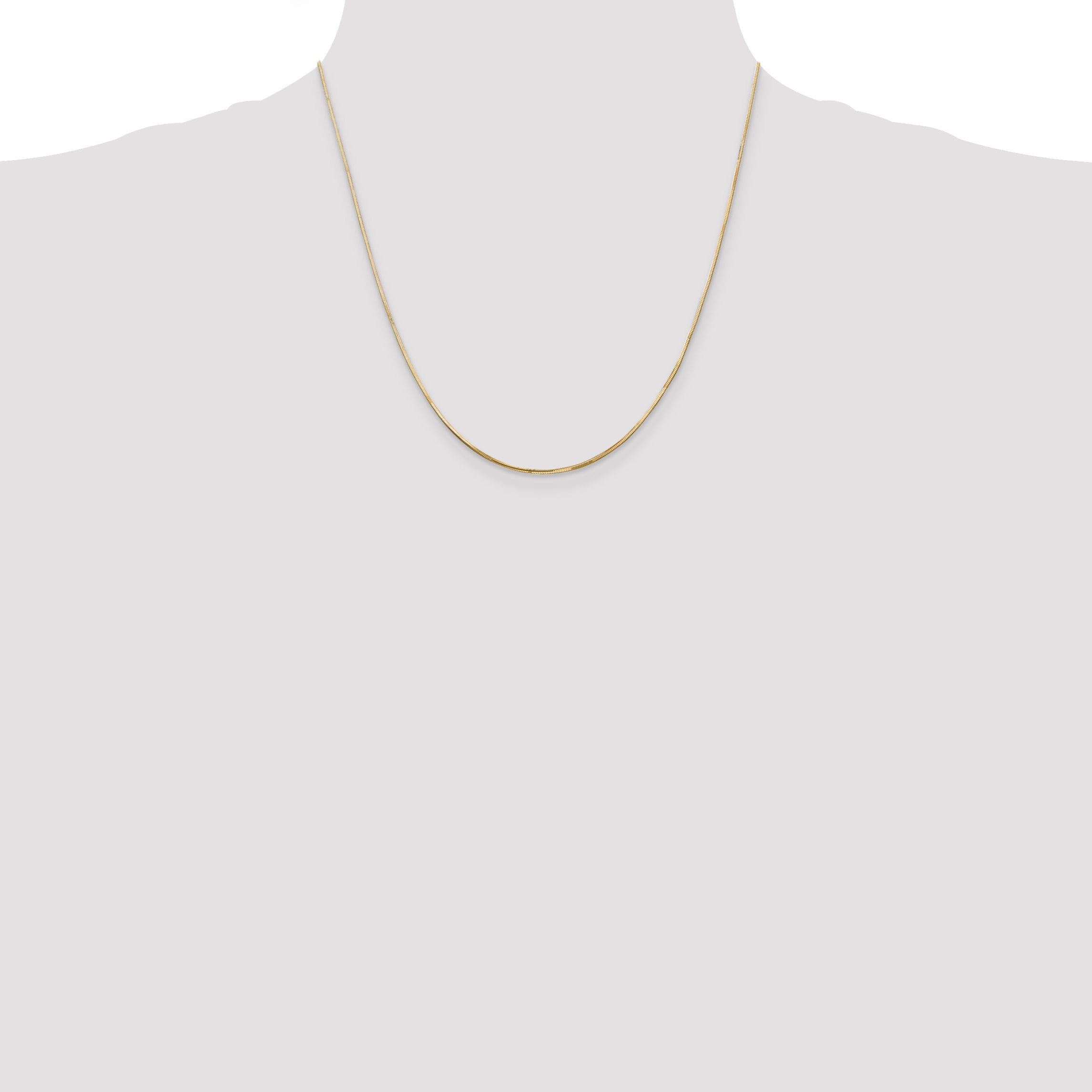 14K Yellow Gold 20 Inch .9mm Octagonal Snake With Lobster Clasp Chain Necklace