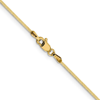 14K Yellow Gold 16 Inch 1mm Octagonal Snake With Lobster Clasp Chain Necklace