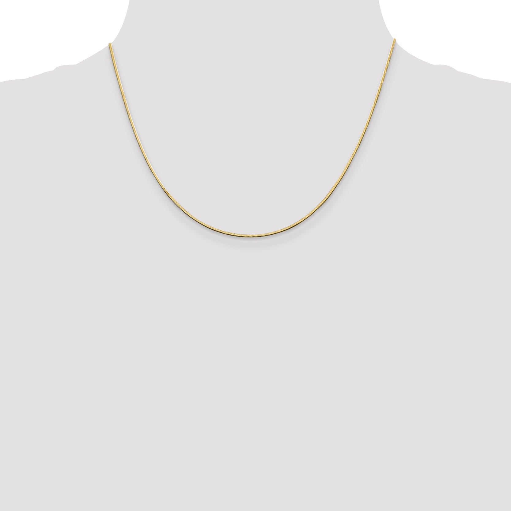 14K Yellow Gold 18 Inch 1mm Octagonal Snake With Lobster Clasp Chain Necklace