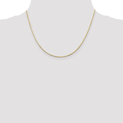 14K Yellow Gold 18 Inch 1mm Octagonal Snake With Lobster Clasp Chain Necklace