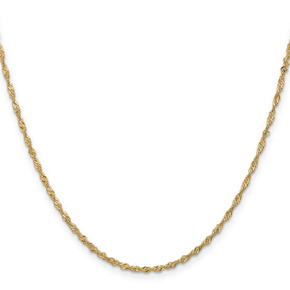 14K Yellow Gold 30 Inch 1.70mm Singapore With Lobster Clasp Chain Necklace