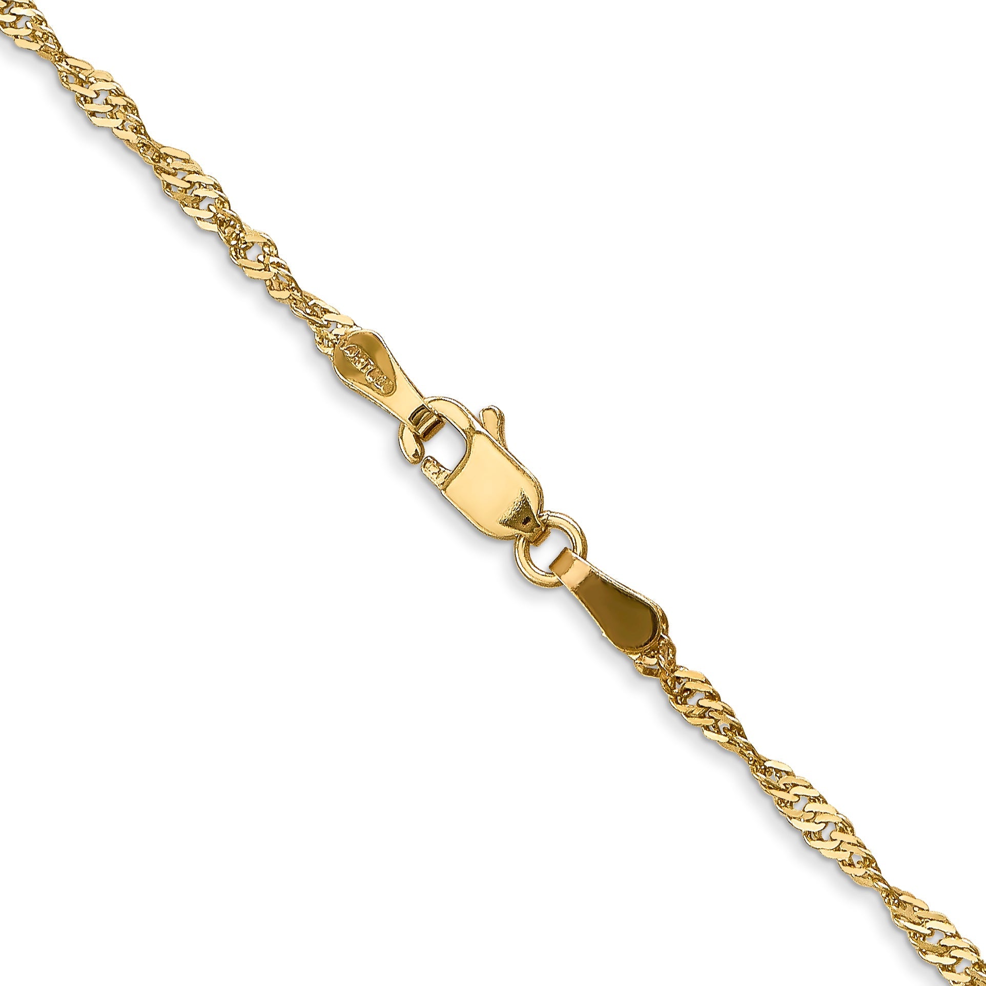14K Yellow Gold 20 Inch 1.70mm Singapore With Lobster Clasp Chain Necklace