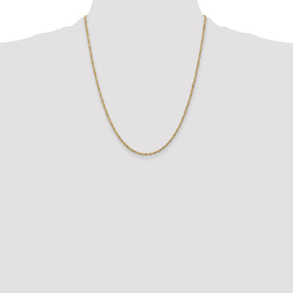 14K Yellow Gold 22 Inch 1.70mm Singapore With Lobster Clasp Chain Necklace