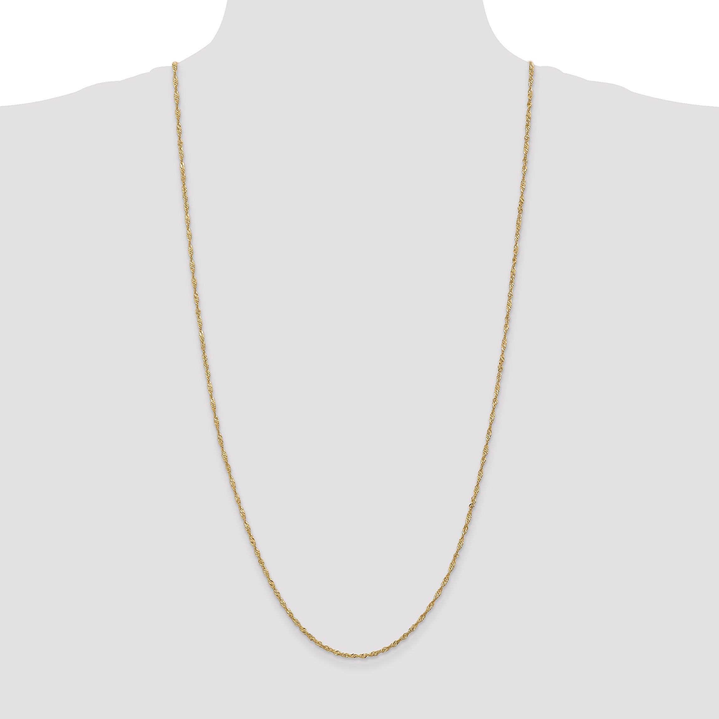 14K Yellow Gold 30 Inch 1.70mm Singapore With Lobster Clasp Chain Necklace