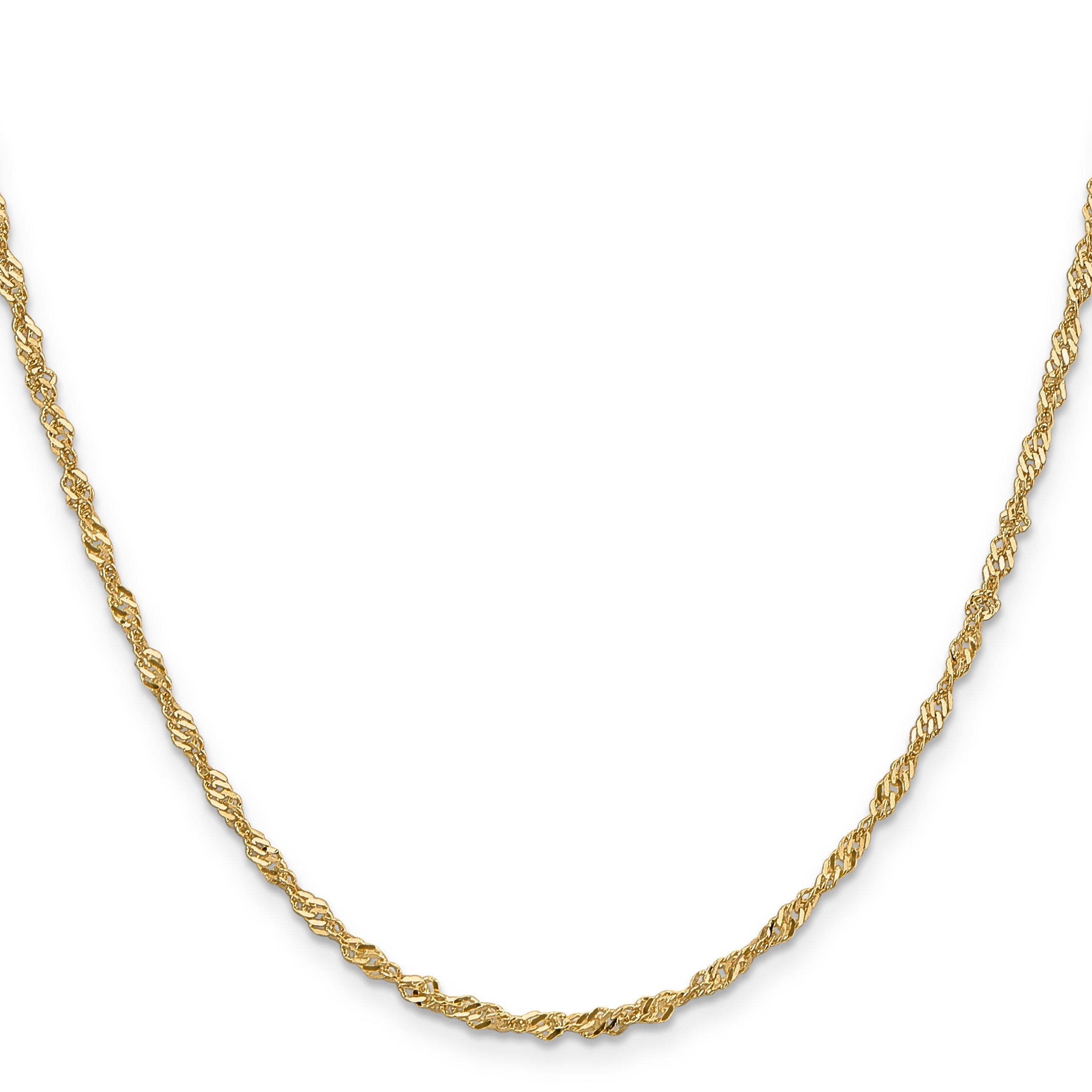 14K Yellow Gold 24 Inch 2mm Singapore With Lobster Clasp Chain Necklace