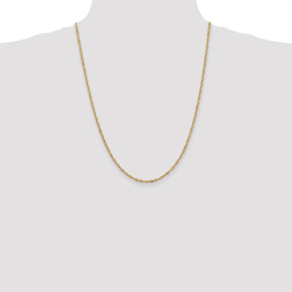 14K Yellow Gold 24 Inch 2mm Singapore With Lobster Clasp Chain Necklace