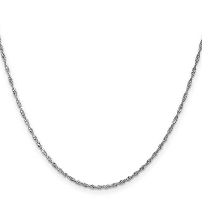 14K White Gold 14 Inch 1.4mm Singapore With Spring Ring Clasp Chain Necklace
