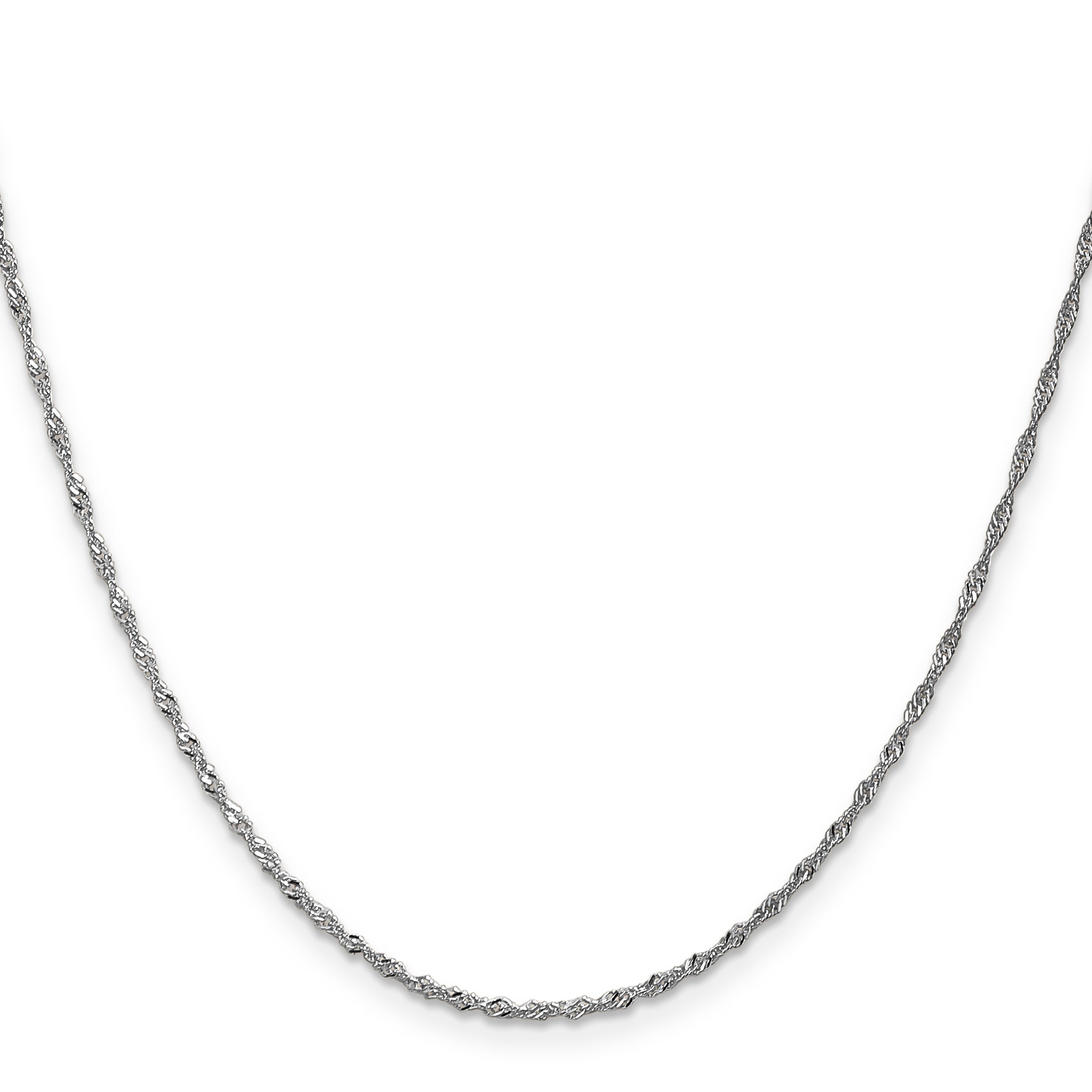 14K White Gold 24 Inch 1.4mm Singapore With Spring Ring Clasp Chain Necklace