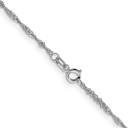 14K White Gold 18 Inch 1.4mm Singapore With Spring Ring Clasp Chain Necklace