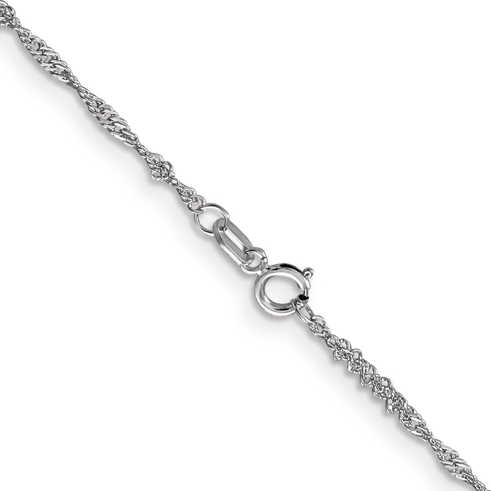 14K White Gold 30 Inch 1.4mm Singapore With Spring Ring Clasp Chain Necklace