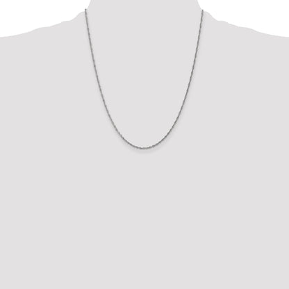 14K White Gold 22 Inch 1.4mm Singapore With Spring Ring Clasp Chain Necklace