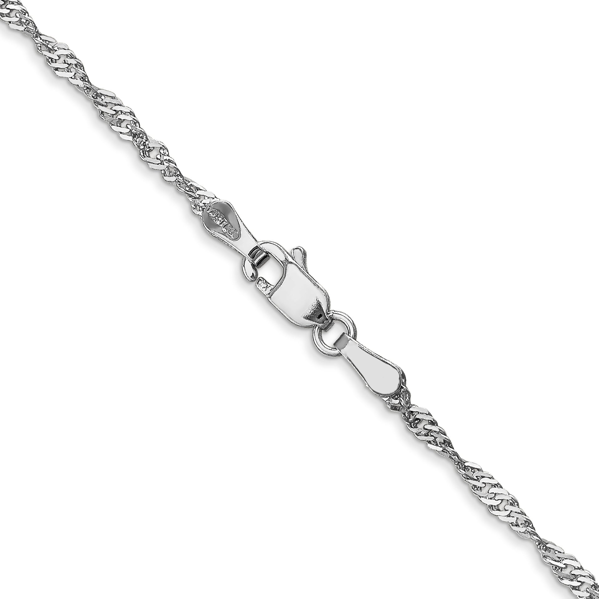14K White Gold 16 Inch 1.7mm Singapore With Lobster Clasp Chain Necklace