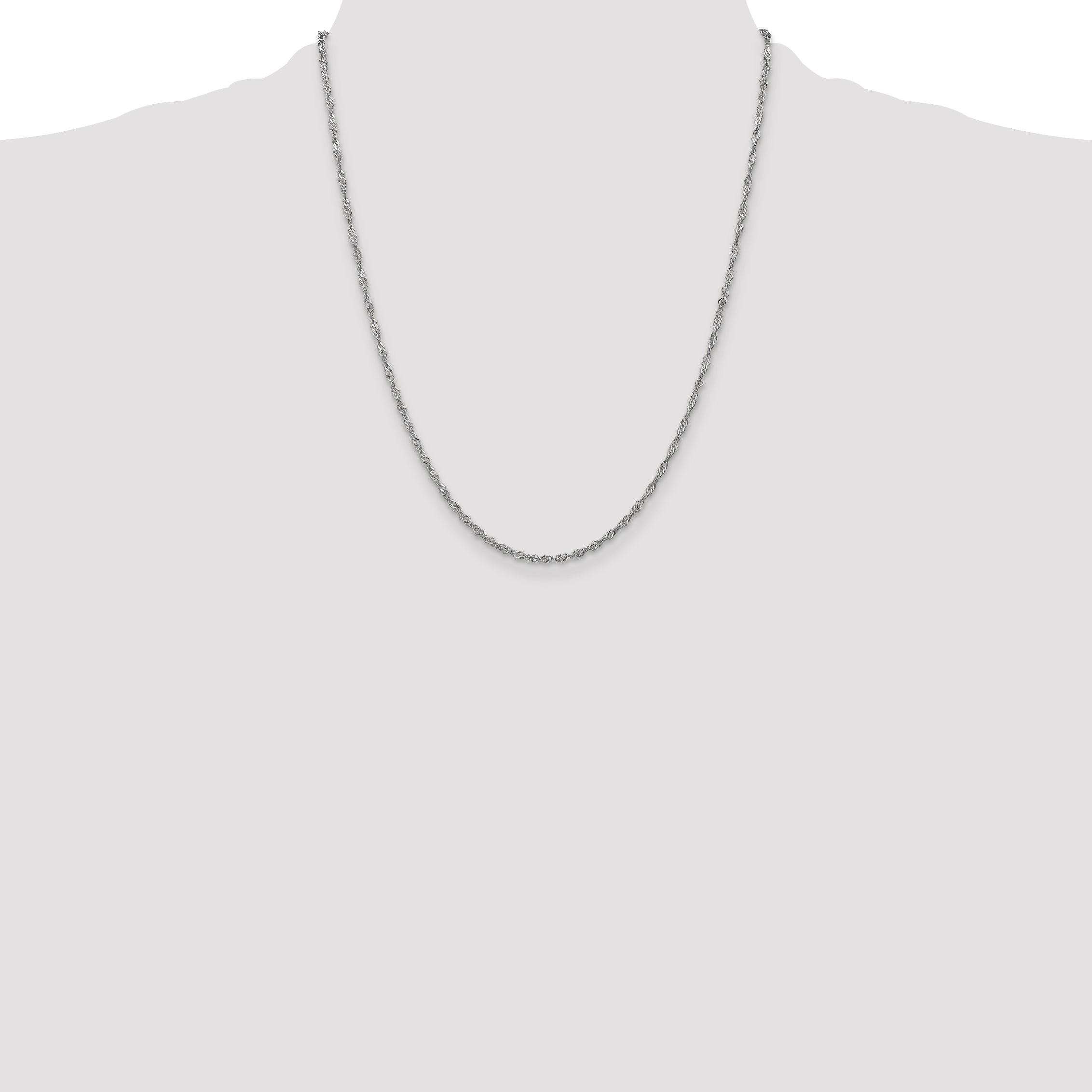 14K White Gold 22 Inch 1.7mm Singapore With Lobster Clasp Chain Necklace