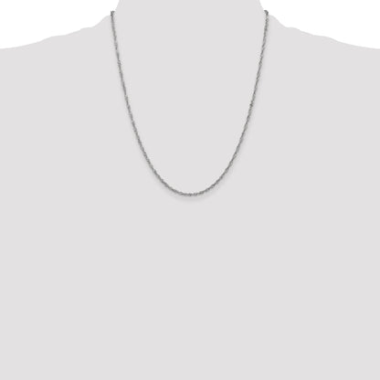 14K White Gold 22 Inch 1.7mm Singapore With Lobster Clasp Chain Necklace