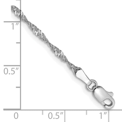 14K White Gold 8 Inch 1.7mm Singapore With Lobster Clasp Chain Bracelet