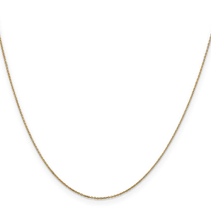 14K Yellow Gold 14 Inch .6mm Diamond-Cut Round Open Link Cable With Spring Ring Clasp Chain Necklace